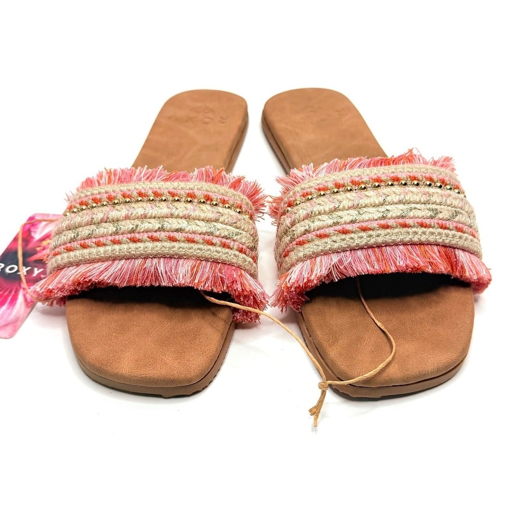 Roxy Women's Positano Slip-On Flat Sandals Open Pink Rose Size 7 NWT